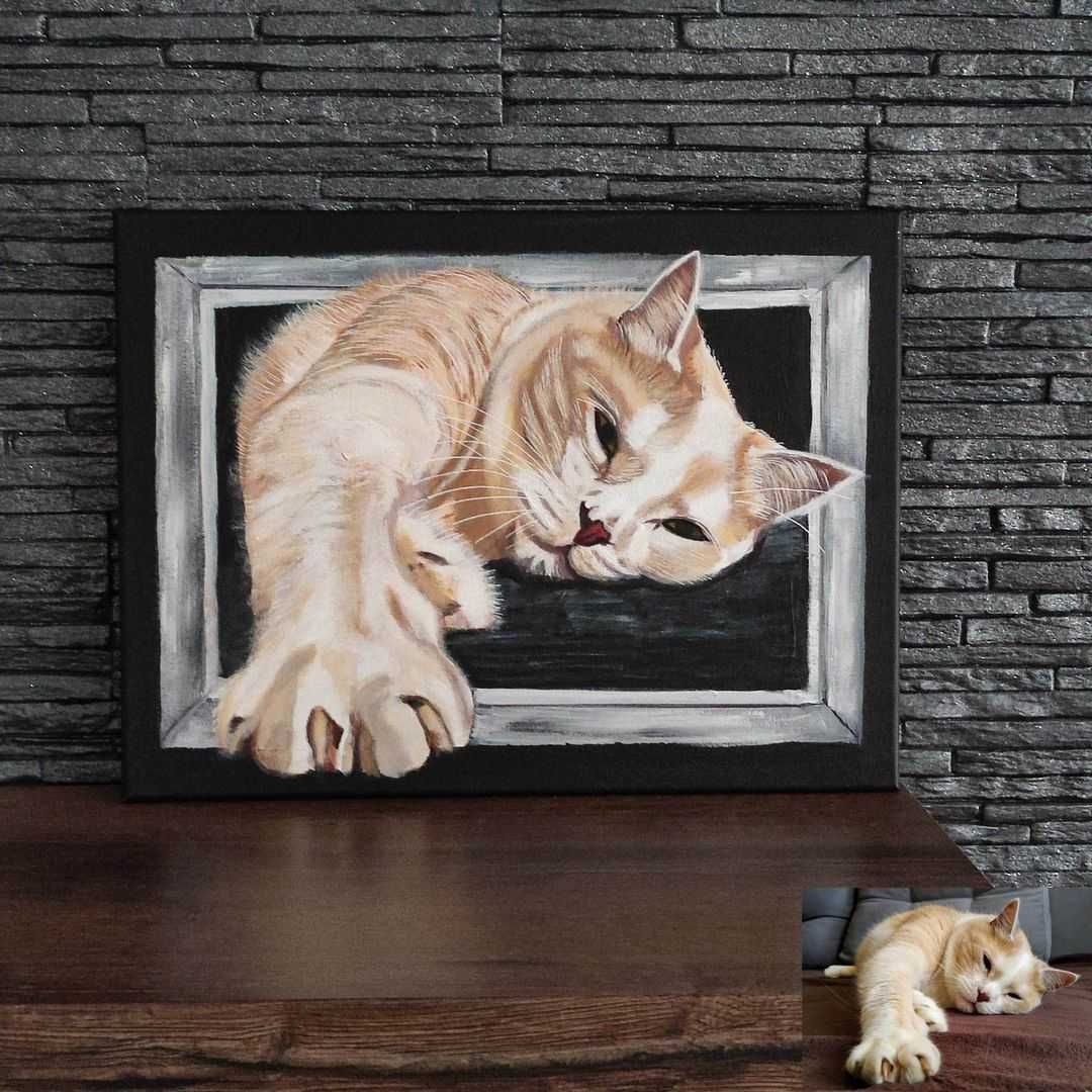 Portret kota/psa na płótnie