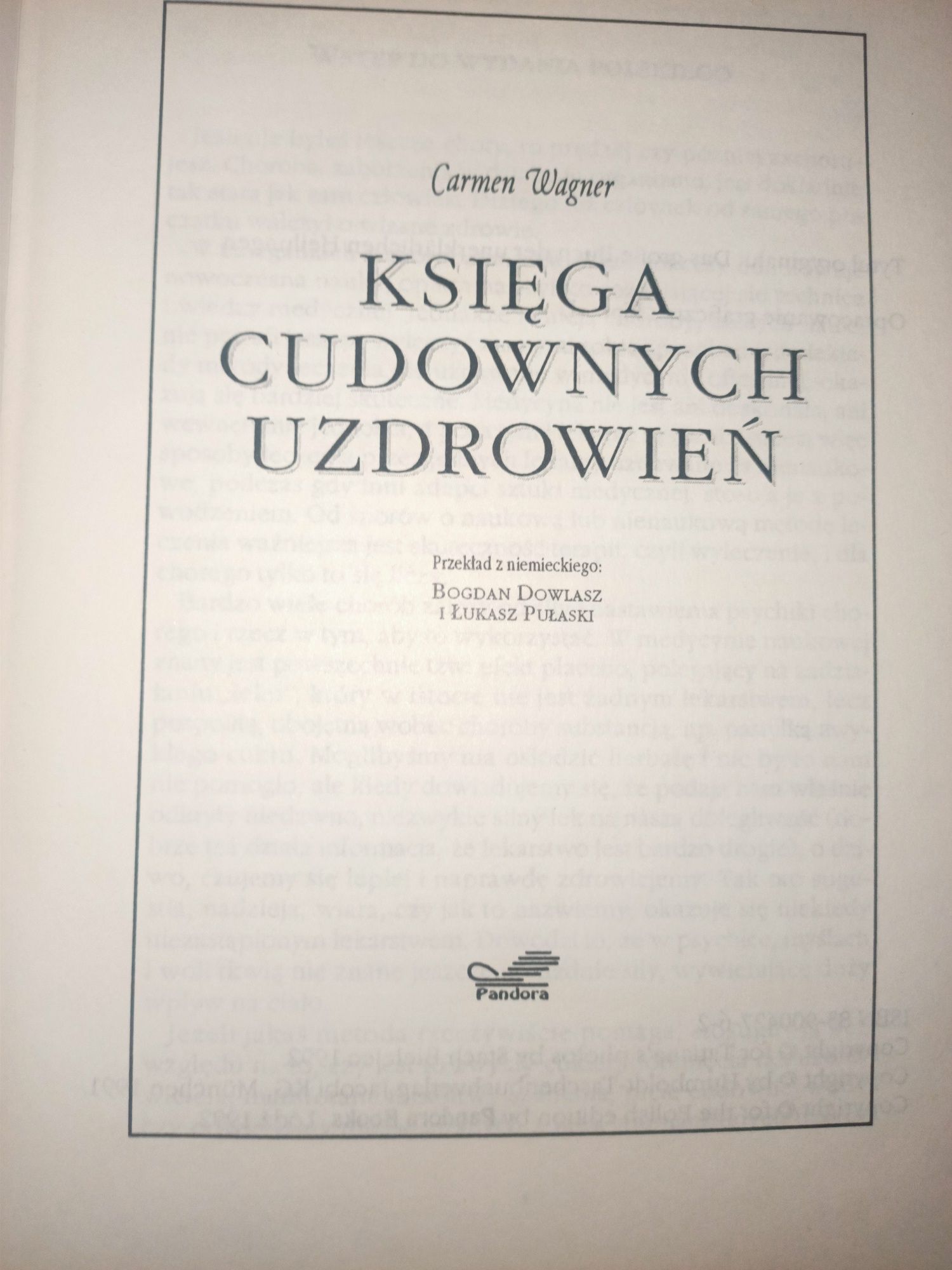 Księga cudownych uzdrowień Carmen Wagner