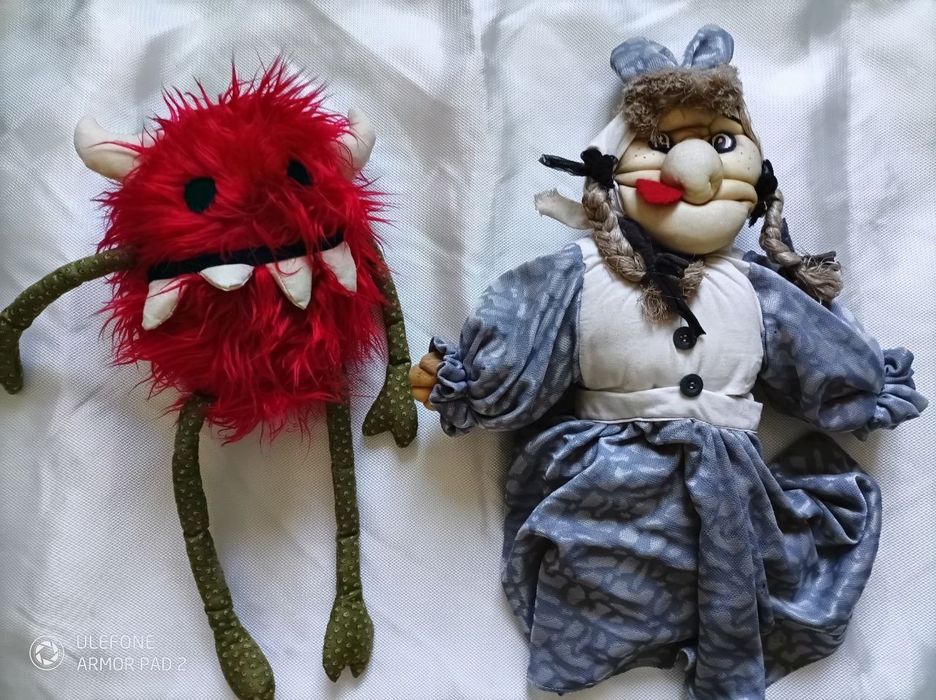 Игрушка мягкая кукла, Баба Яга и чёрт