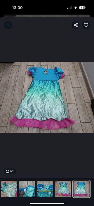 Sukienka strój Poppy, Trolle Disney roz. 122-128 cm