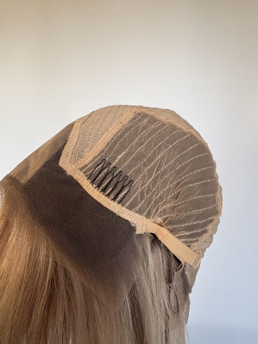 Женский парик натуральный волос блонд с имитацией кожи головы