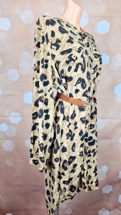 Sukienka w panterkę koszulowa new collection włoska XL 42