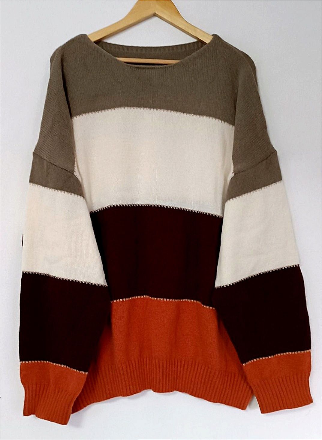 NOWY puszysty swobodny sweter r. 5 XL - w kolorowe pasy