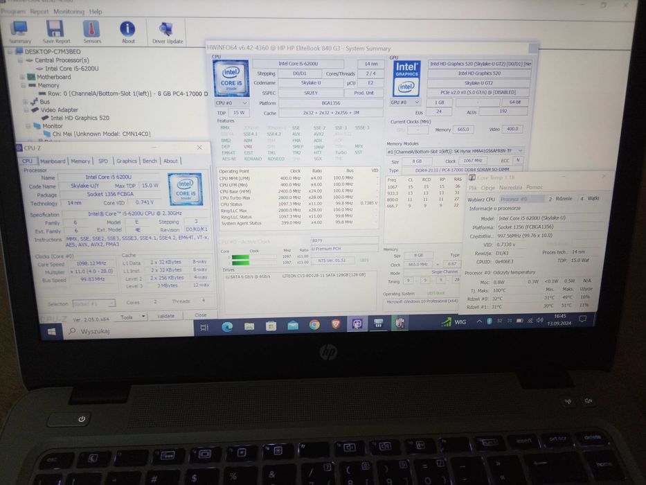 Laptop HP ultrabook Intel Core i5/i7 SSD 8GB bateria ok. 3 godziny Win