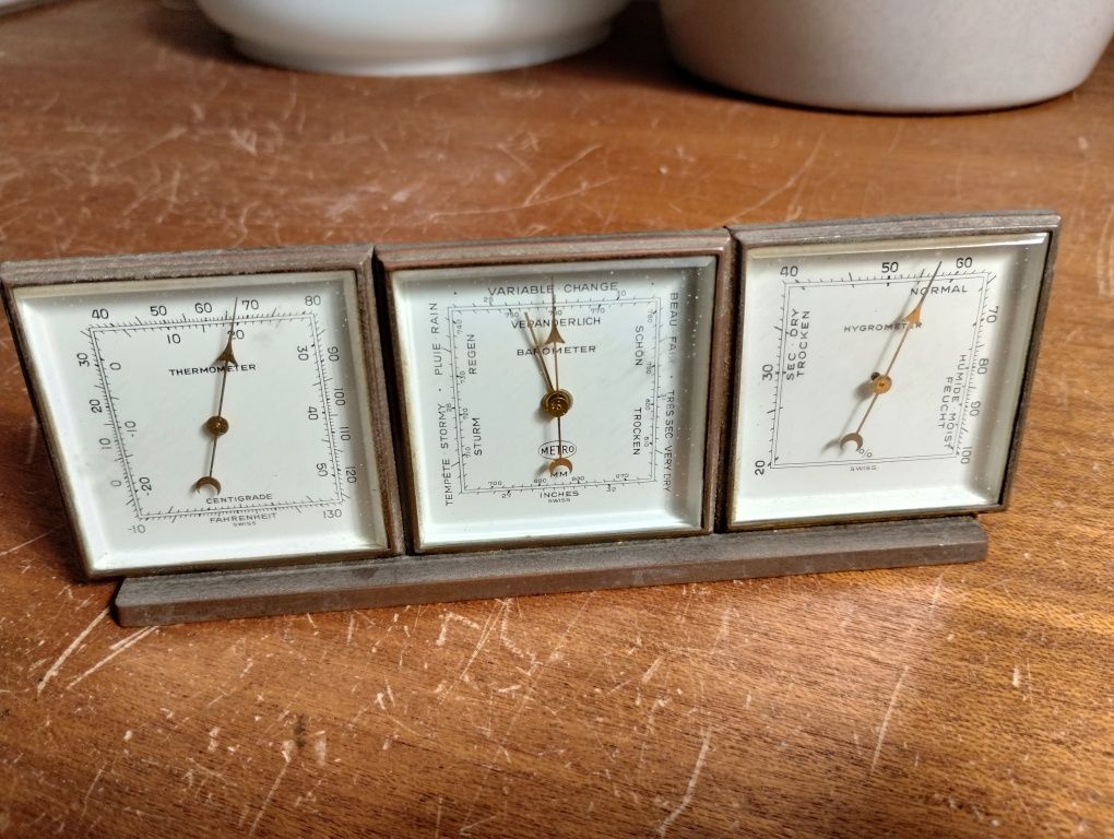 Conjunto de Termômetro, Barómetro e Hygrometro/ fabricado na Suíça