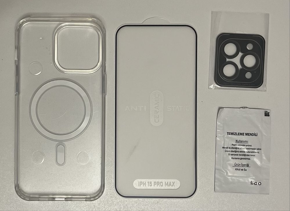 Zestaw 3w1 MagSafe iPhone 15 Pro Max etui folia szkło