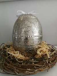 Srebrne jajo metalowe Wielkanoc