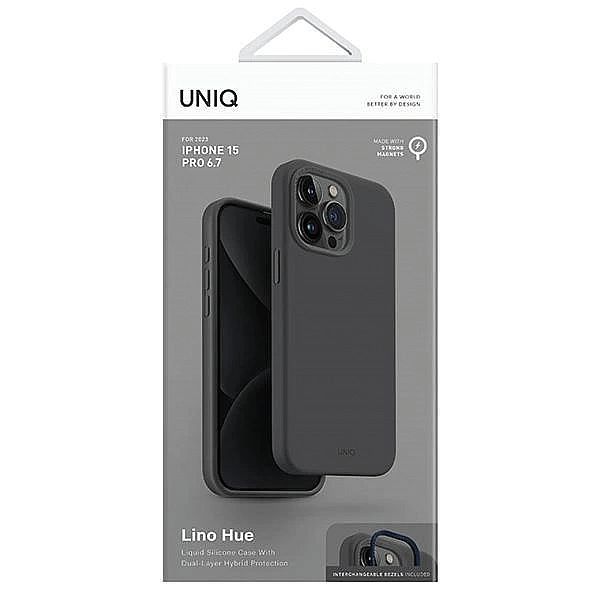 Etui UNIQ Lino Hue Magclick Charging do iPhone 15 Pro Max - szare