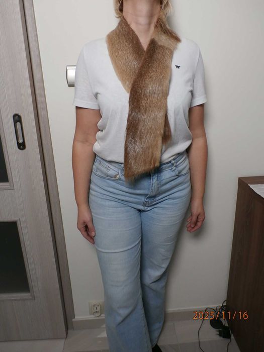 Zimowy szal z naturalnego futra nutri, długość 112 cm.