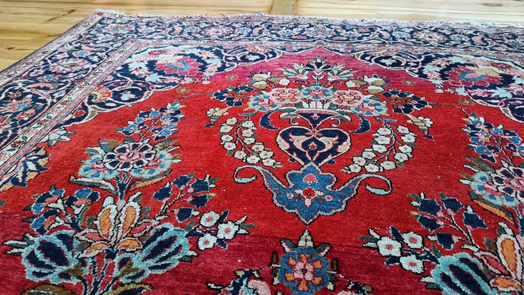 Stary dywan perski Sarough Sarouk wełniany kilim kobierzec antyk