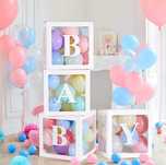 pudełka BABY kartonowe białe na balony na baby shower chrzest chrzciny