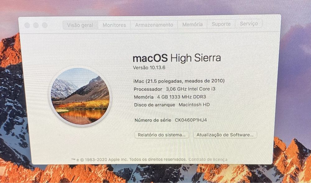 IMac high sierra/ i3/ 4gb ram/ 500gb hd/ ATI Radeon HD 4670