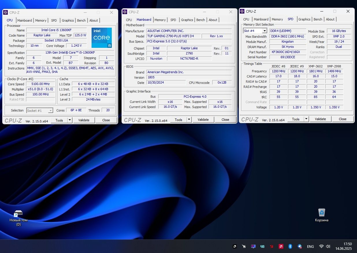Zestaw - ASUS  Z790, i5 13600kf, 16gb ddr,2 Ssd 512+256, zasilacz. 850