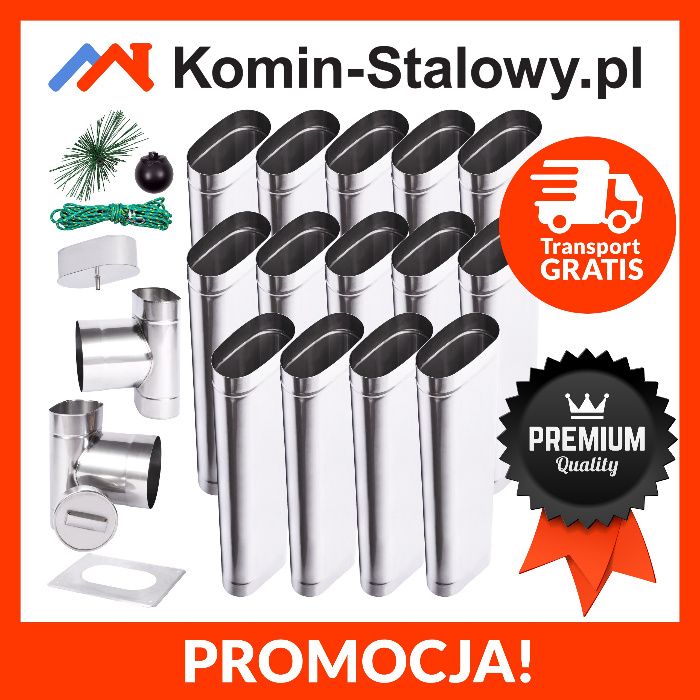 Wkłady Kominowe Owalne do Komina Fi120x220/14m/1mm Kwaso-żarooodporny