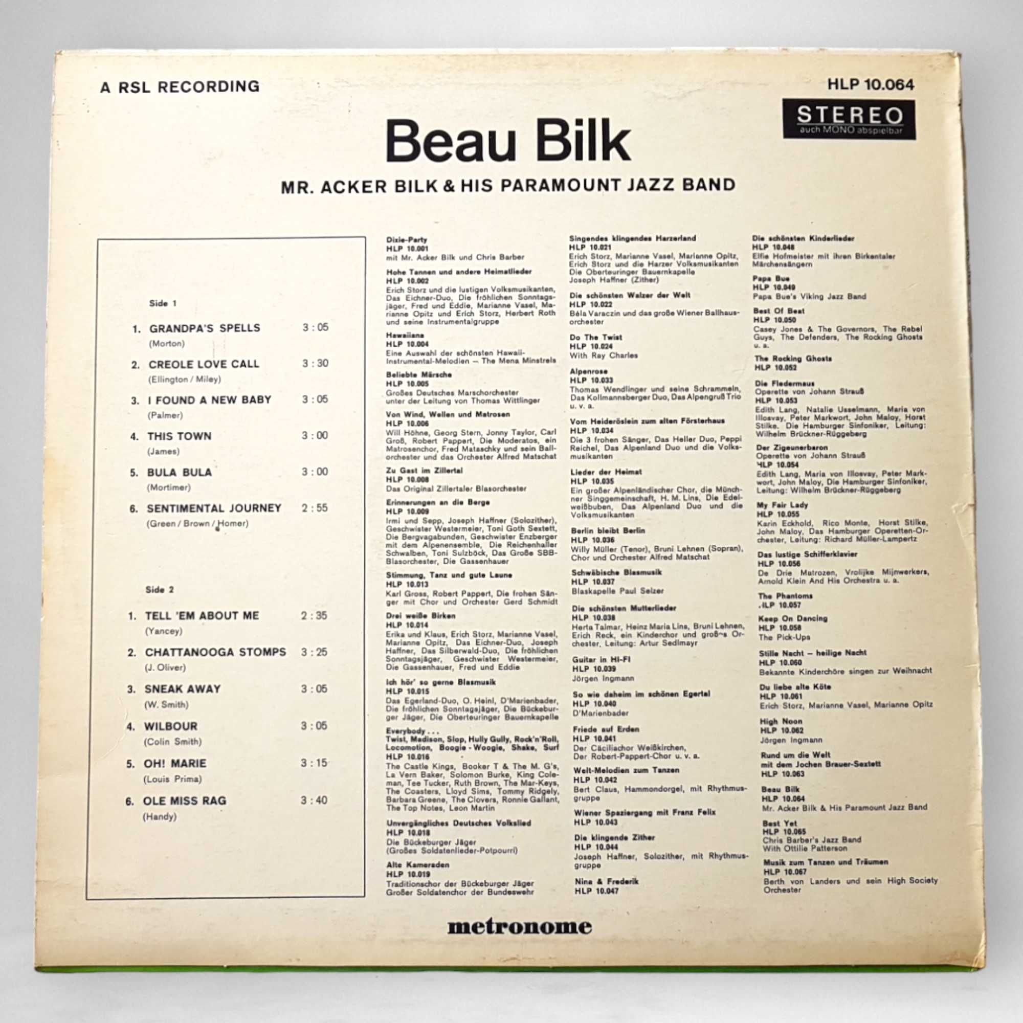 Pan Acker Bilk I Jego Najważniejszy Zespół Jazzowy – Beau Bilk Vinyl