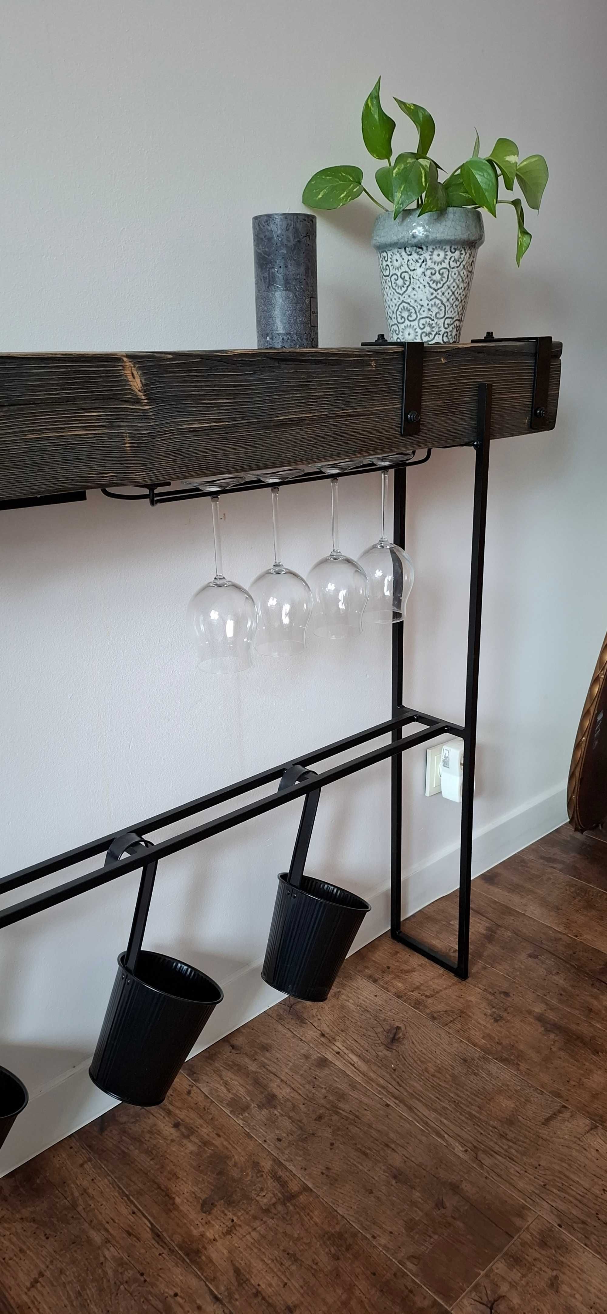 Sprzedam konsolę loft, stojak na wino, handmade.