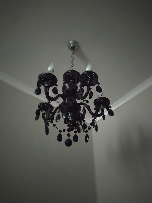 Żyrandol czarny glamour lampa wisząca kryształy