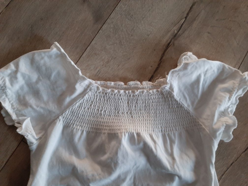 Biała bluzka bluzeczka galowa dziewczęca r. 110 116