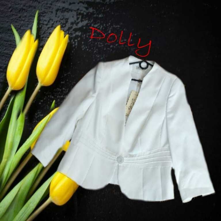 Нарядный женский пиджак цвета шампань 3/4 рукав Dolly Польша