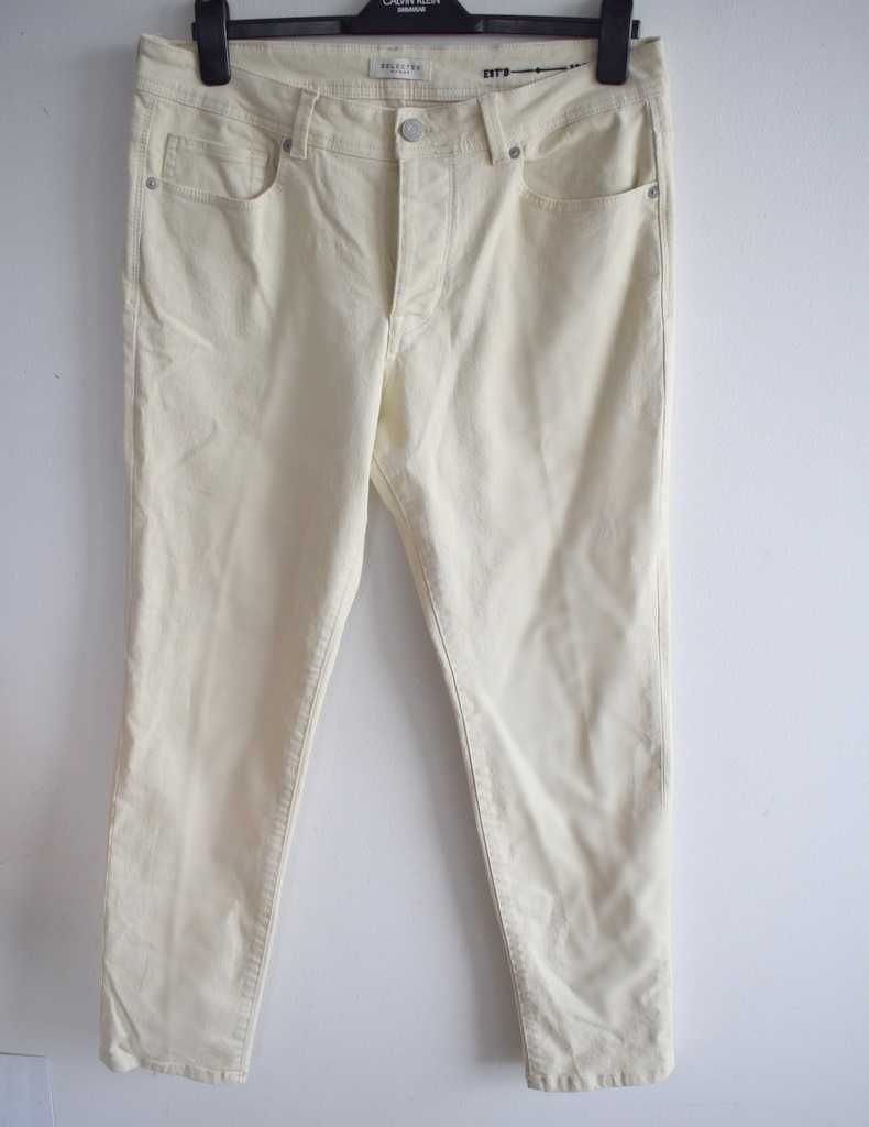 Selected Homme spodnie Jeansy kremowe slim w32 l32 m