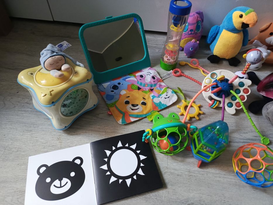 Zestaw zabawek niemowlęcych dla maluszka interaktywne sensoryczne