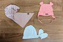 Zyzio&Zuzia Czapka turban 0-6 msc + wios/jes 62 + biała noworodek 0-3