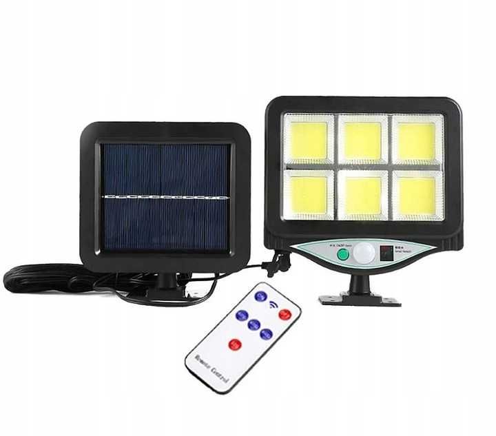 Lampa Solarna z CZUJNIKIEM RUCHU i Zmierzchu, z pilotem i 5m kablem