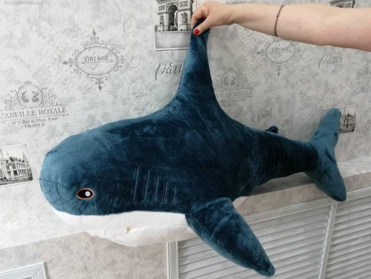 Игрушка Акула 100см Икеа синего цвета на подарок ребенку или девушке