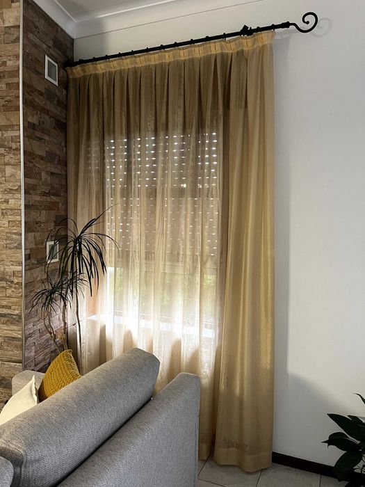 Cortinados Tecido Organza Dupla Com Calha em Ferro