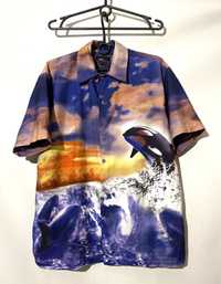 Рубашка касатка винтаж футболка мерч рок рыбы фубу реп майка fubu rap