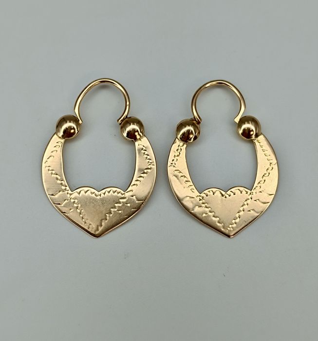 Советские  золотые серьги калачи (цыганские) 583 пробы