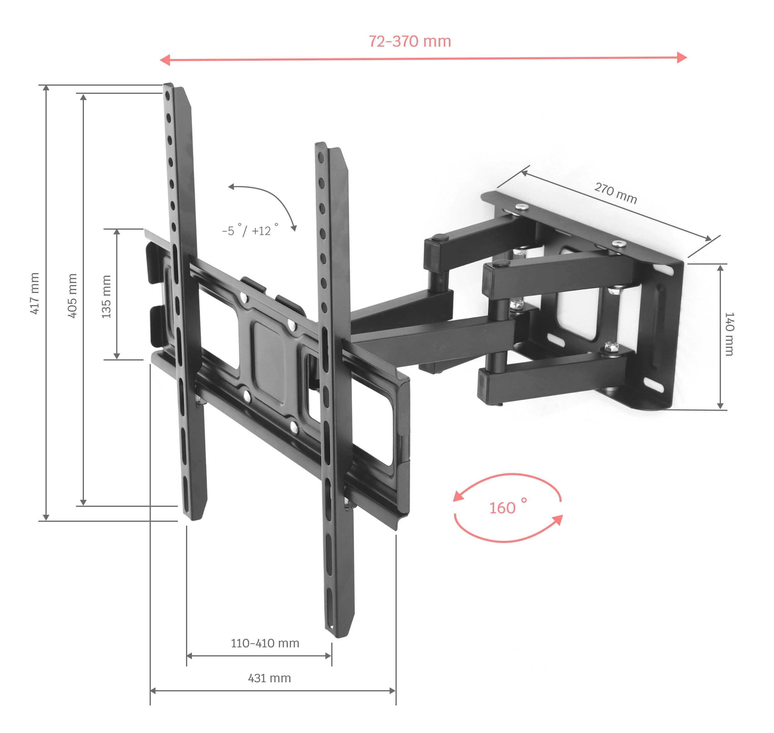 UCHWYT DO TELEWIZORA wieszak TV OBROTOWY LED 25"-70" Vesa 400:400