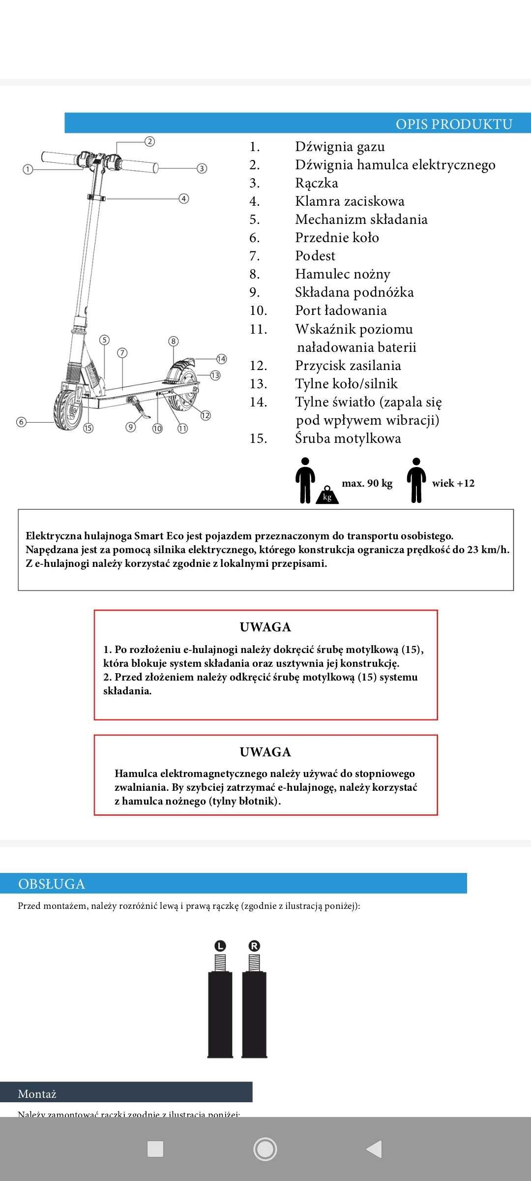 Hulajnoga elektryczna Frugal Smart Eco turkusowa