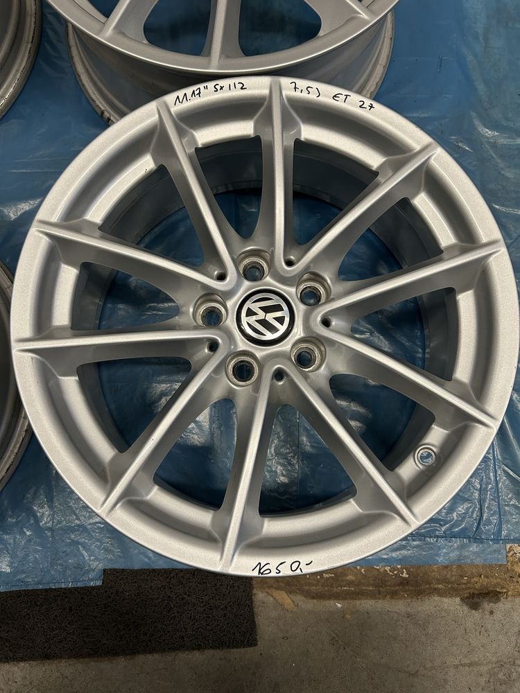 11. Felgi Aluminiowe VW Volkswagen R 17 5x112 Bardzo Ładne