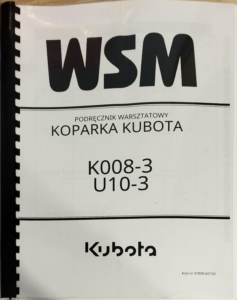 Instrukcja obslugi, podręcznik warszatowy  Kubota K008-3, U10-3 K008-5