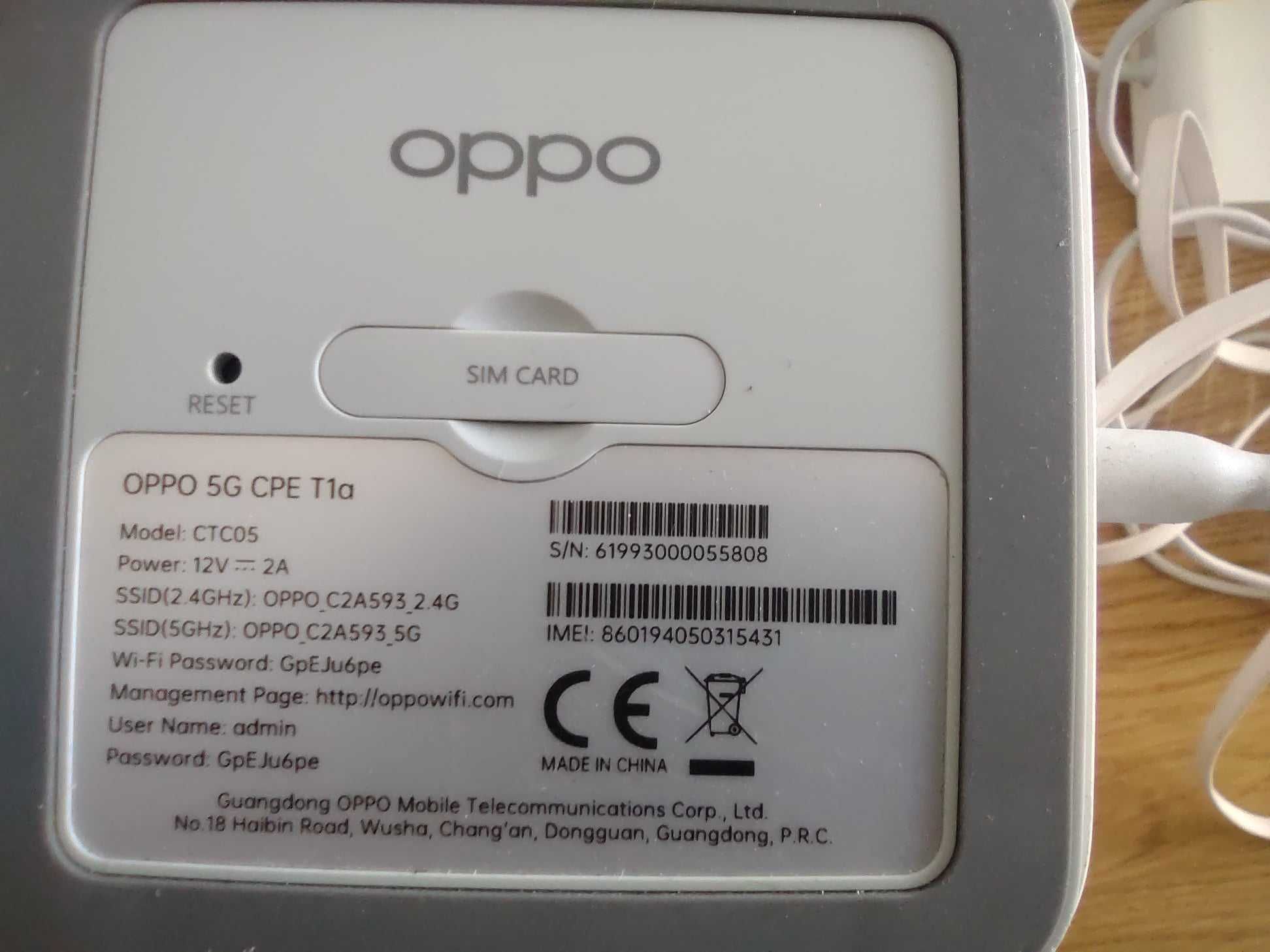 Router OPPO CTC 05 5G