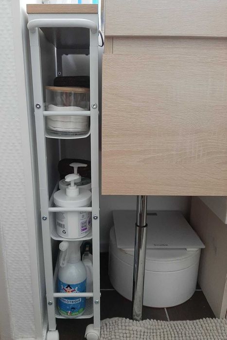 Półki akcesoria do łazienki z poziomami biały przechowywanie