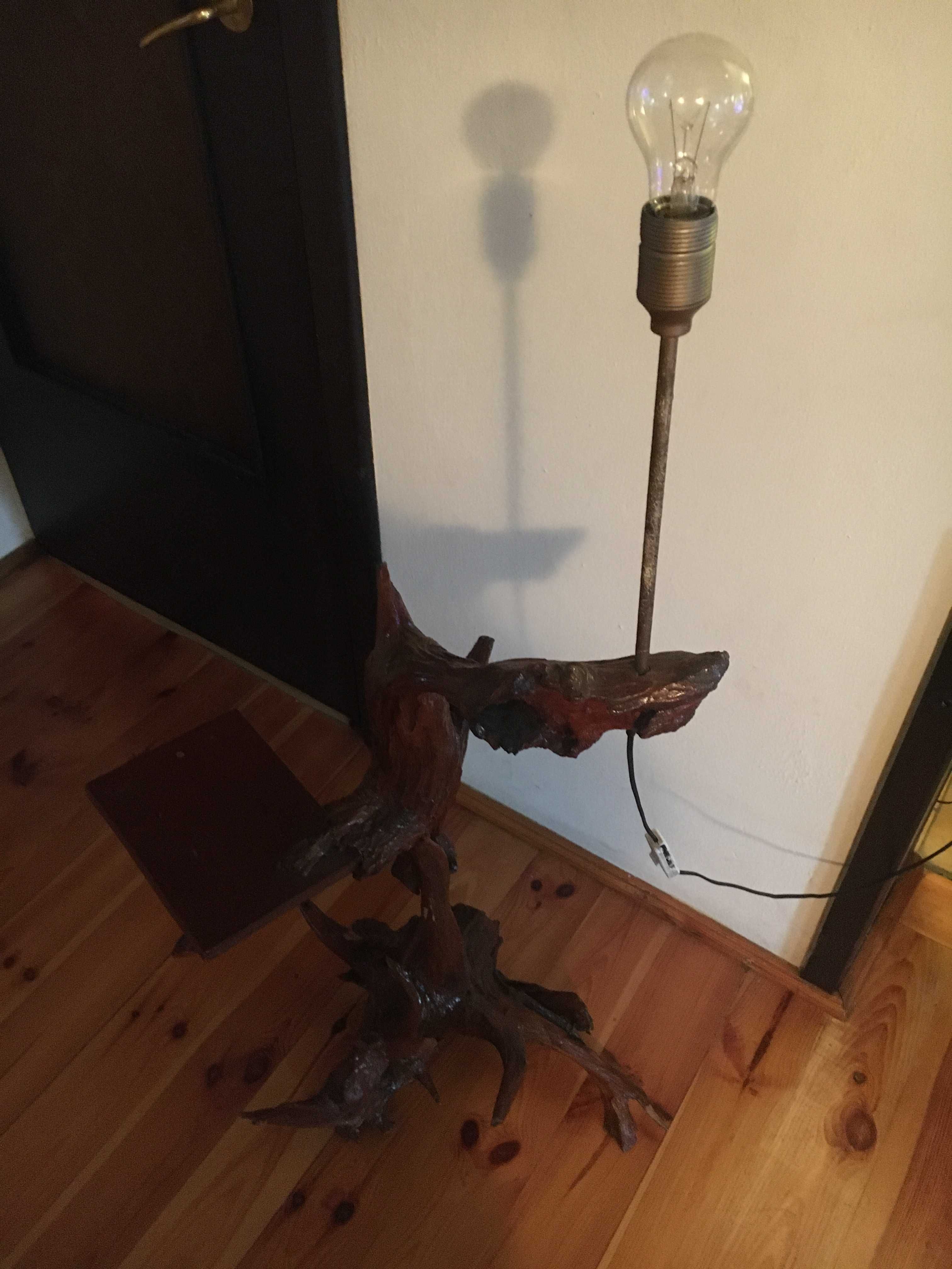 Lampa podłogowa z abażurem, vintage, ręcznie wykonana.