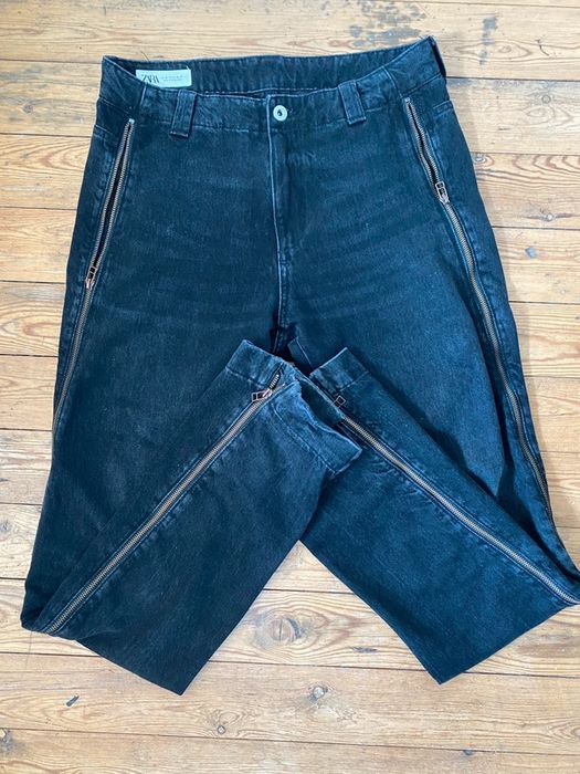 Zara Flared Zip Jeans Black