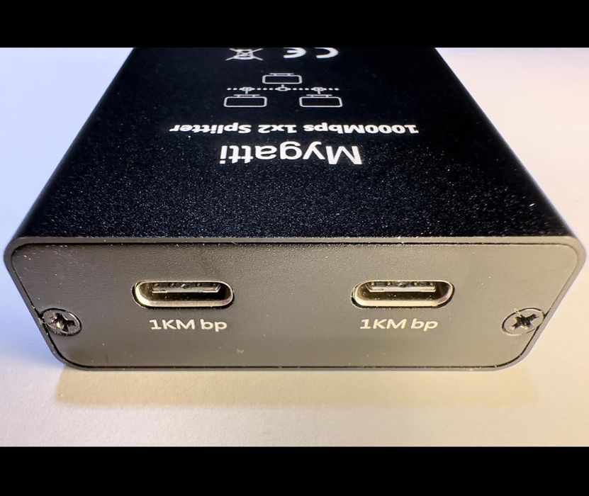 Adapter rozdzielacz mini Switch splitter LAN Ethernet RJ45 2xUSB-C 1Gb