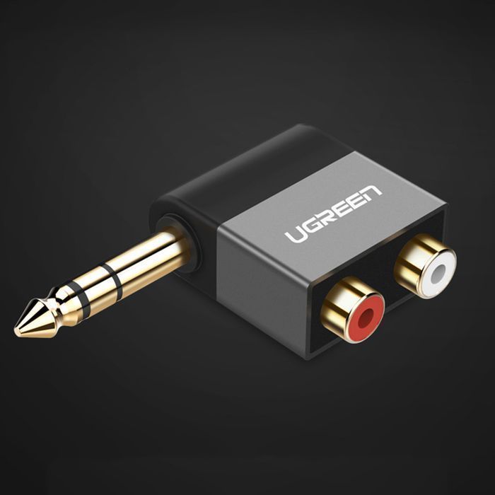 Ugreen Adapter Audio Jack 6.35Mm Męski Do 2Xrca Żeński Czarny (Av147)