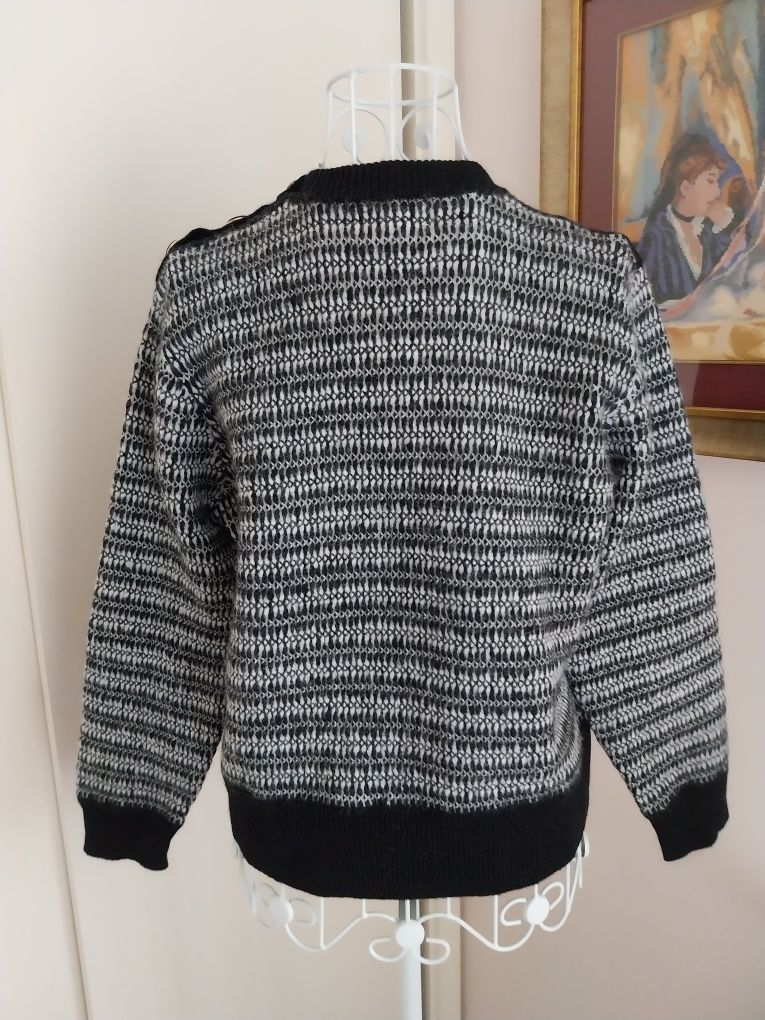 Camisola inverno | preto e branco | 60% lã | Galeries Lafayette