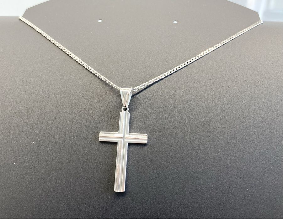 Srebrny komplet lancuszek pancerka i krzyzyk srebro p.925