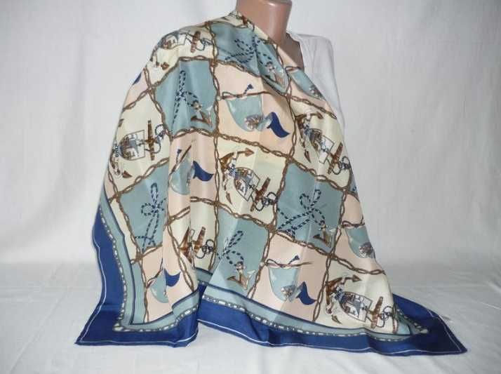 Хустка 100% натуральний шовк King Seide велика хустина морська тема