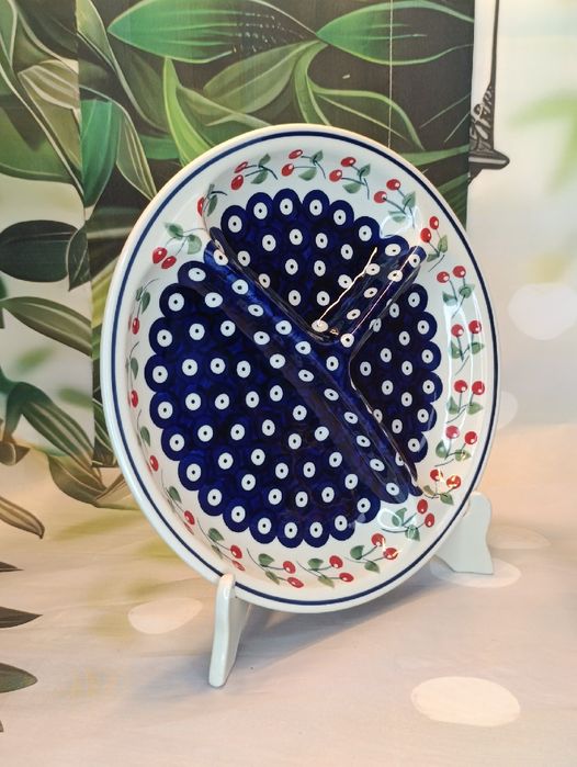 *Talerz ceramiczny Bolesławiec dzielony duży 27cm ceramika Bolesławiec