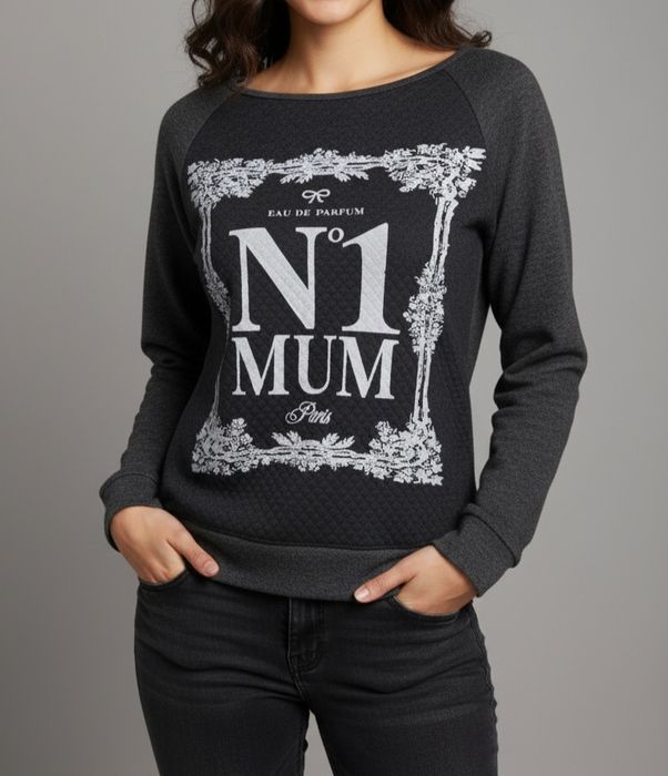 Безкоштовно! Стильний сірий світшот/кофта з принтом "№1 MUM Paris"