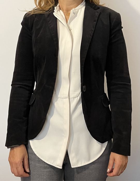 Casaco preto em bombazina