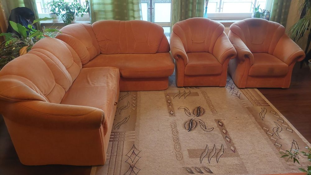 Komplet wypoczynkowy kanapa narożna z funkcją spania 220x160 dwa fotel