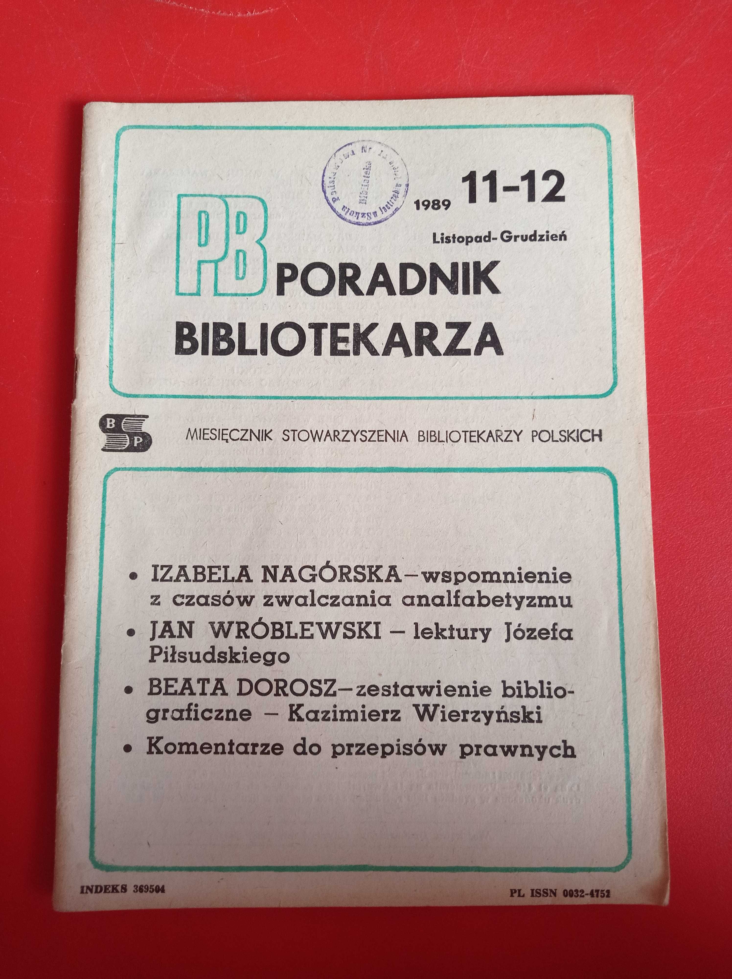 Poradnik Bibliotekarza, nr 11-12/1989, listopad-grudzień 1989