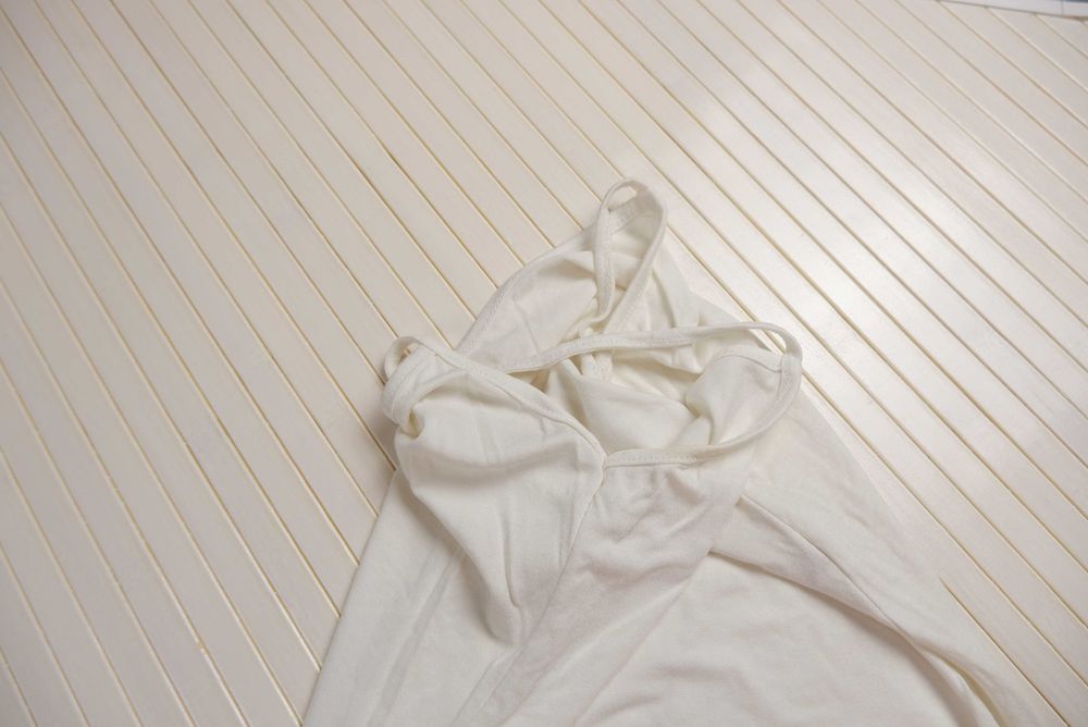 Футболка майка необычная яркая  белая коралловая S M в полоску